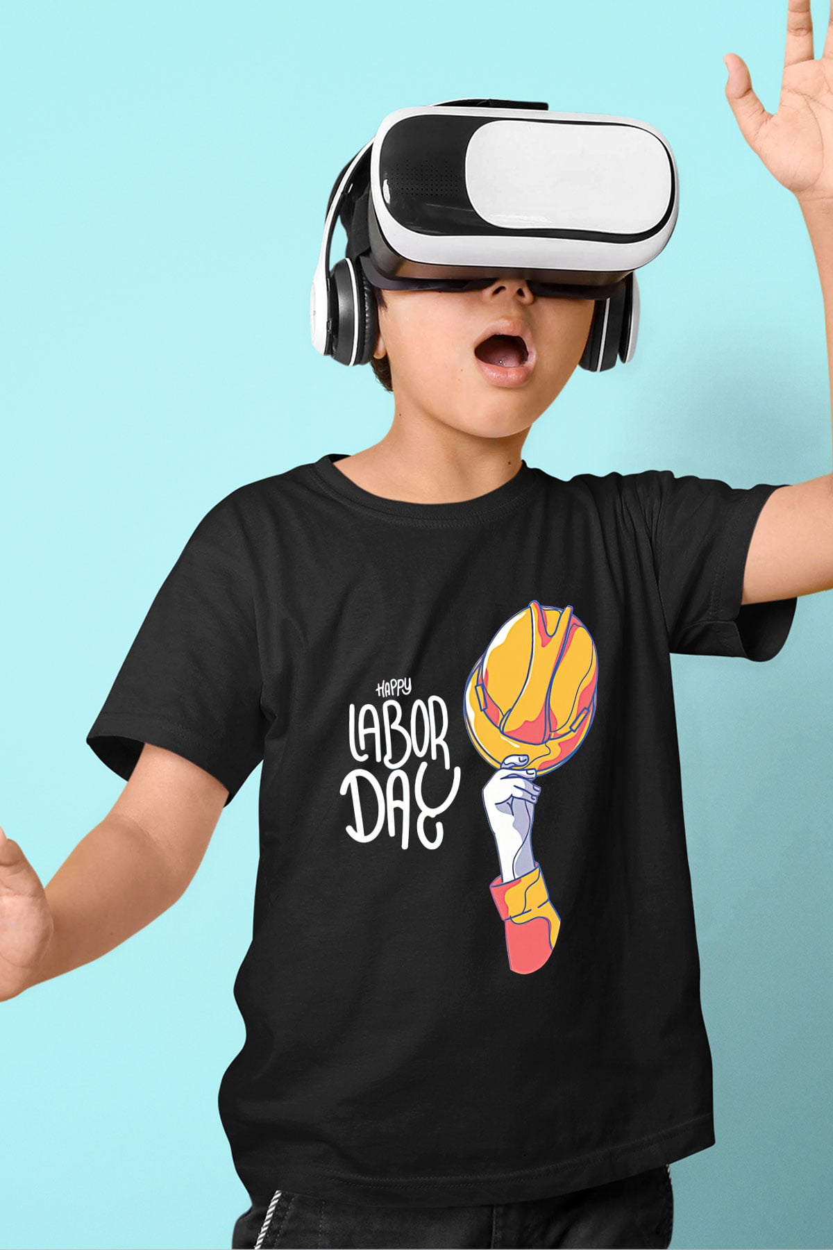 1 Mayıs Baskılı Unisex Siyah Çocuk Tişört - Tshirt