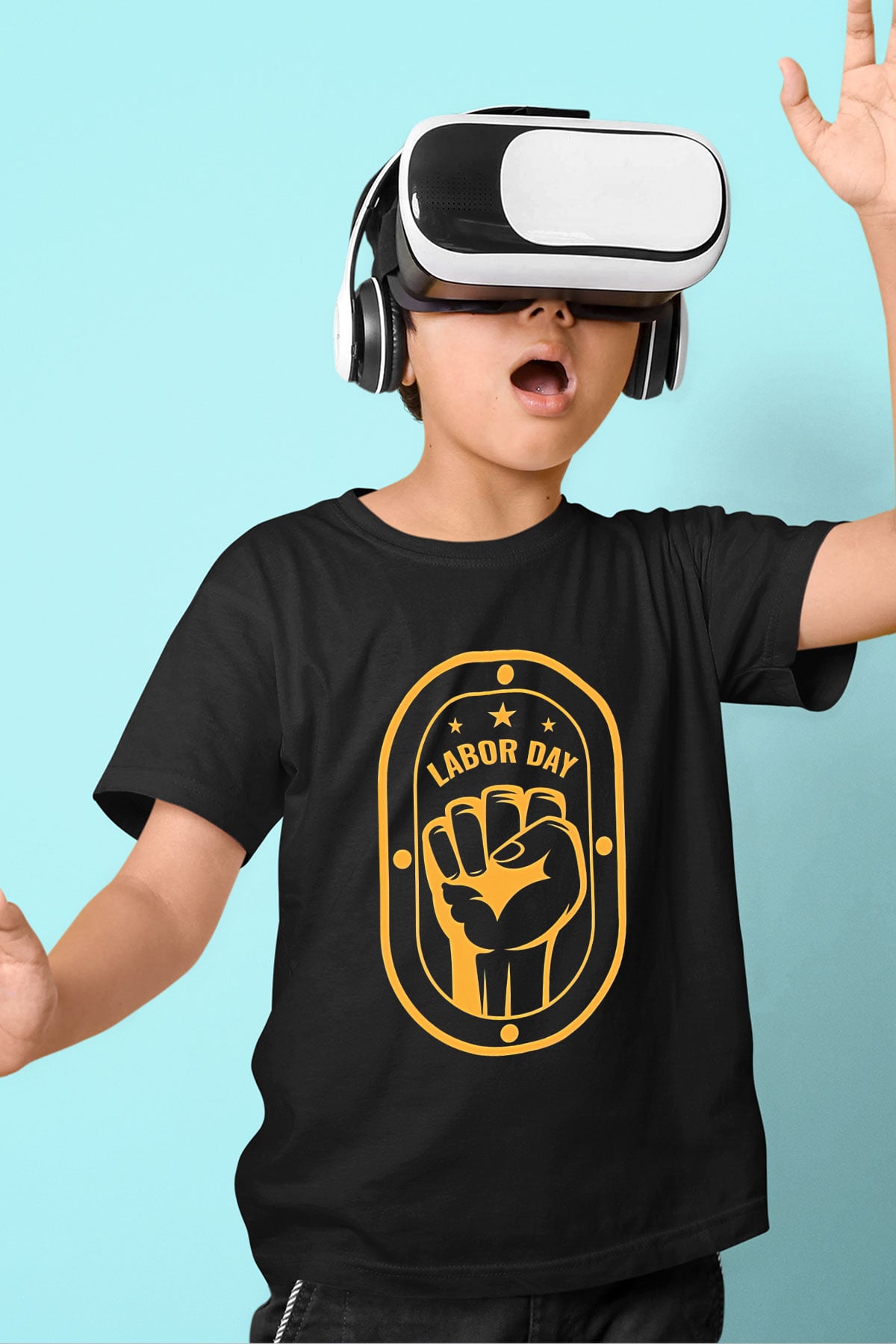 1 Mayıs Baskılı Unisex Siyah Çocuk Tişört - Tshirt