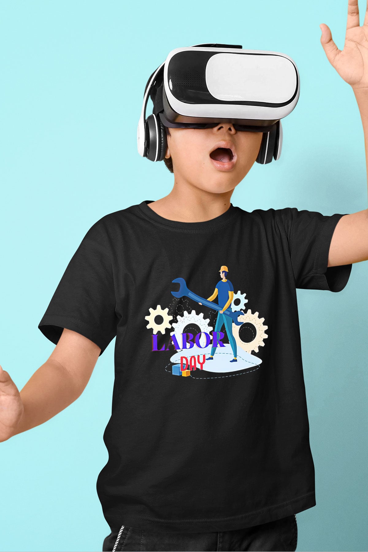 1 Mayıs Baskılı Unisex Siyah Çocuk Tişört - Tshirt