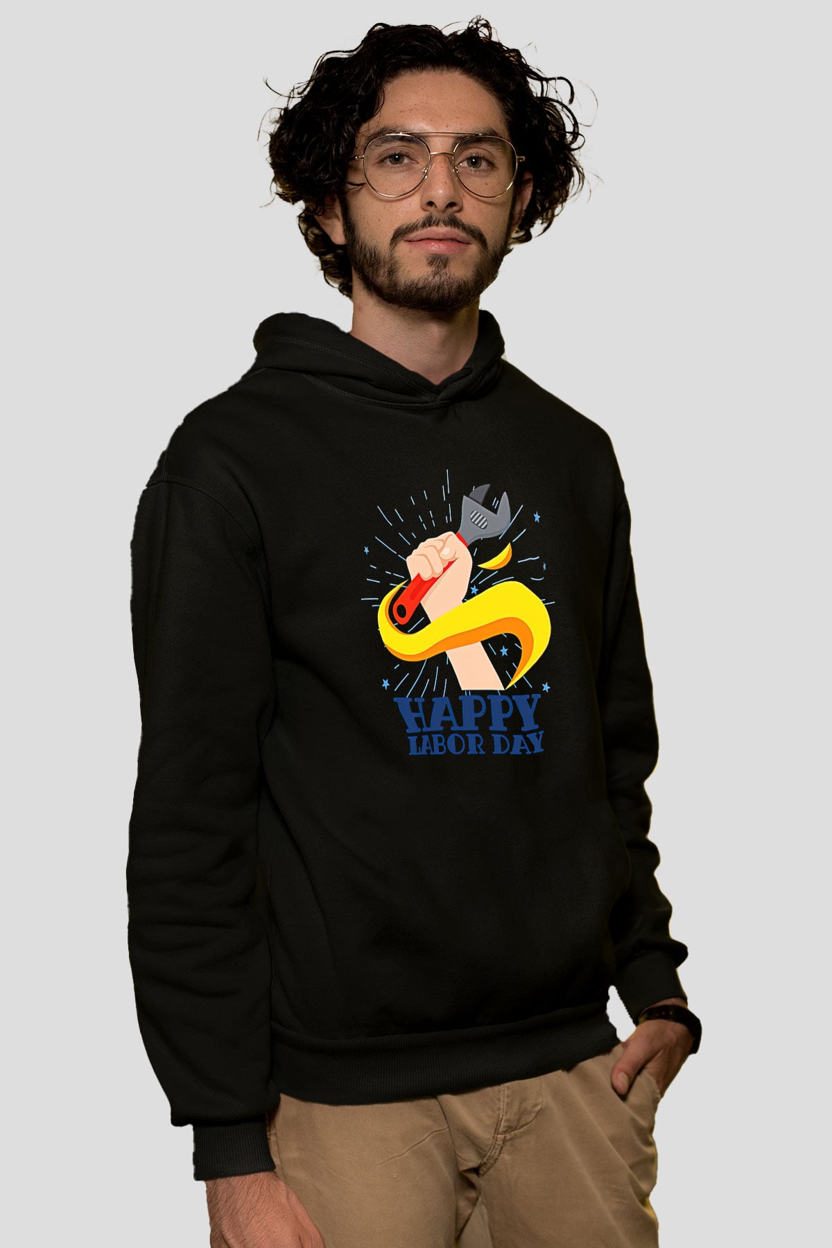 1 Mayıs Baskılı Unisex Siyah Hoodie
