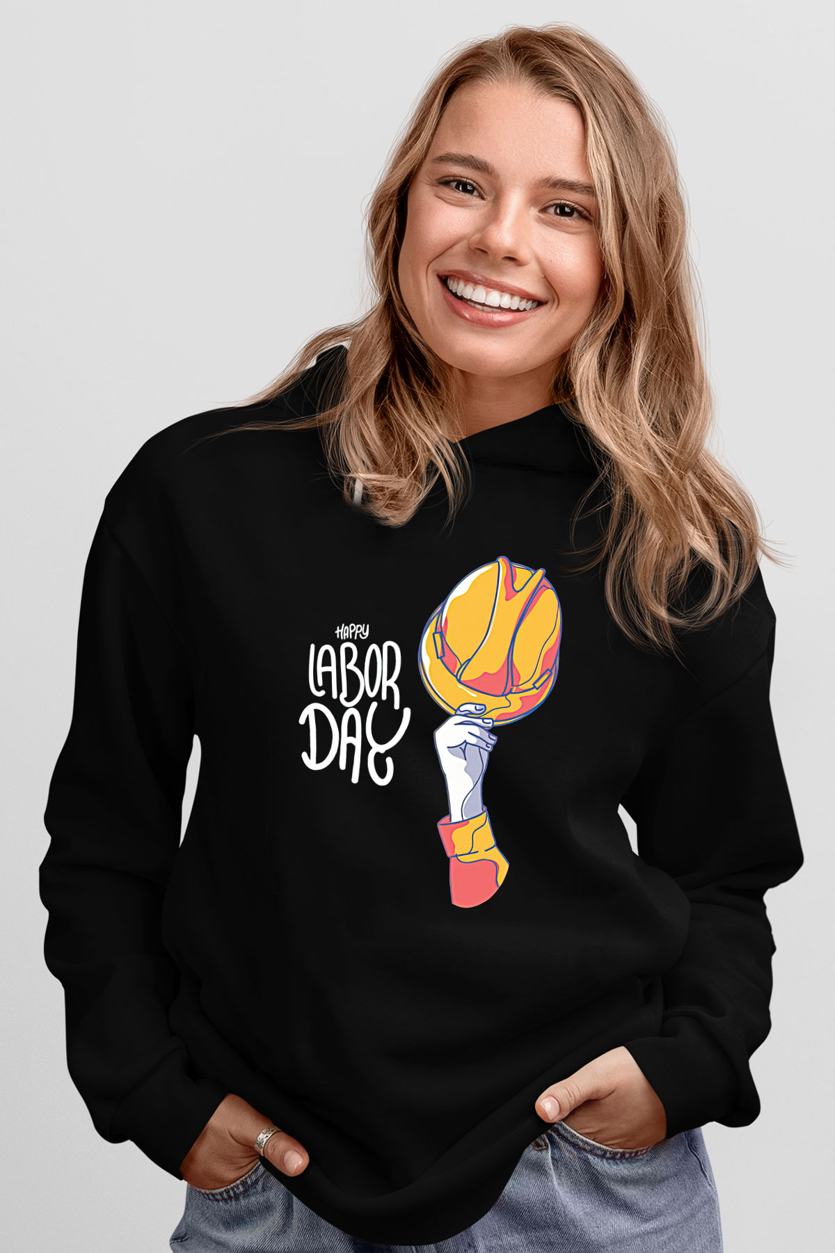 1 Mayıs Baskılı Unisex Siyah Hoodie