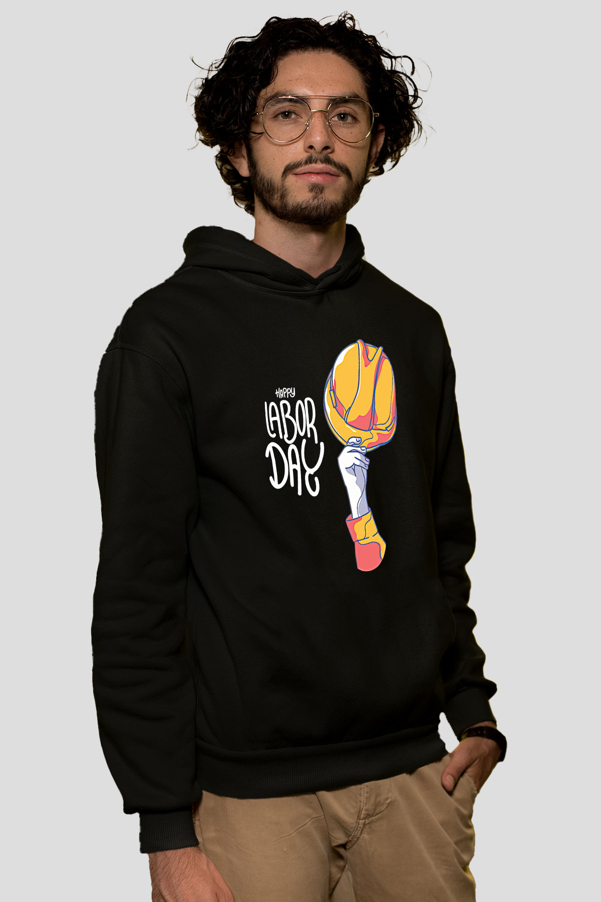 1 Mayıs Baskılı Unisex Siyah Hoodie