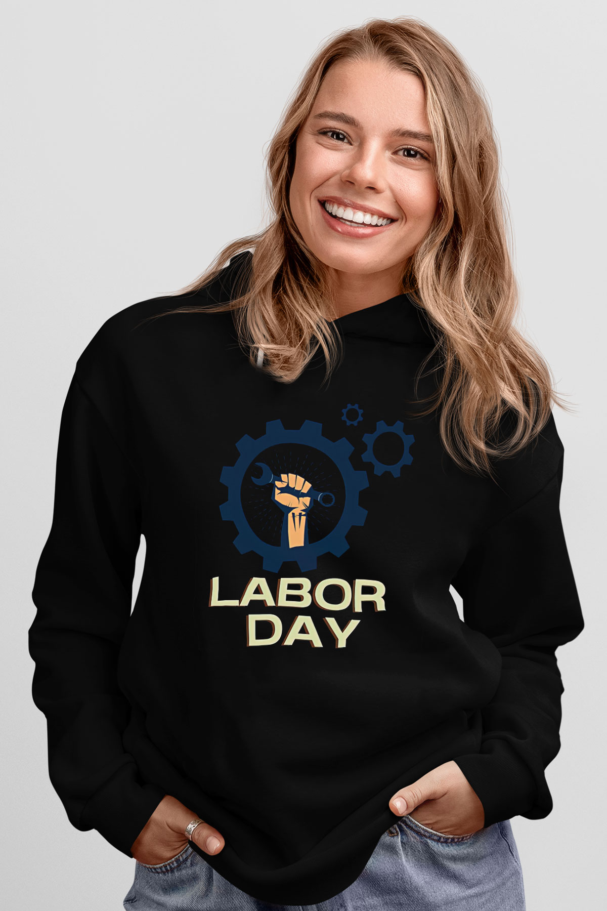1 Mayıs Baskılı Unisex Siyah Hoodie