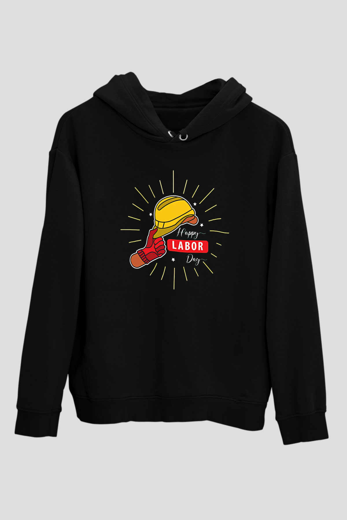 1 Mayıs Baskılı Unisex Siyah Hoodie