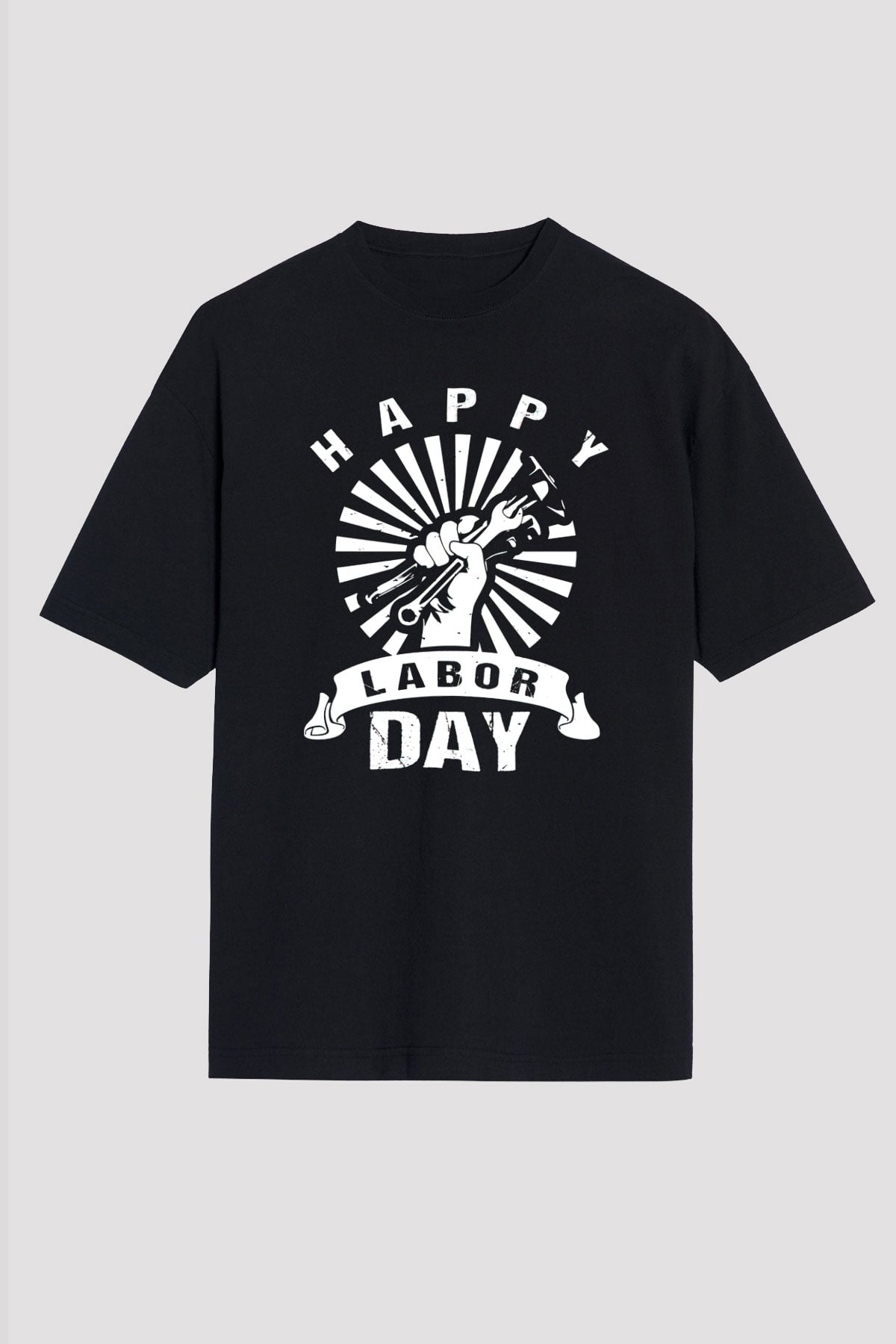 1 Mayıs Baskılı Unisex Siyah Oversize Tişört - Tshirt