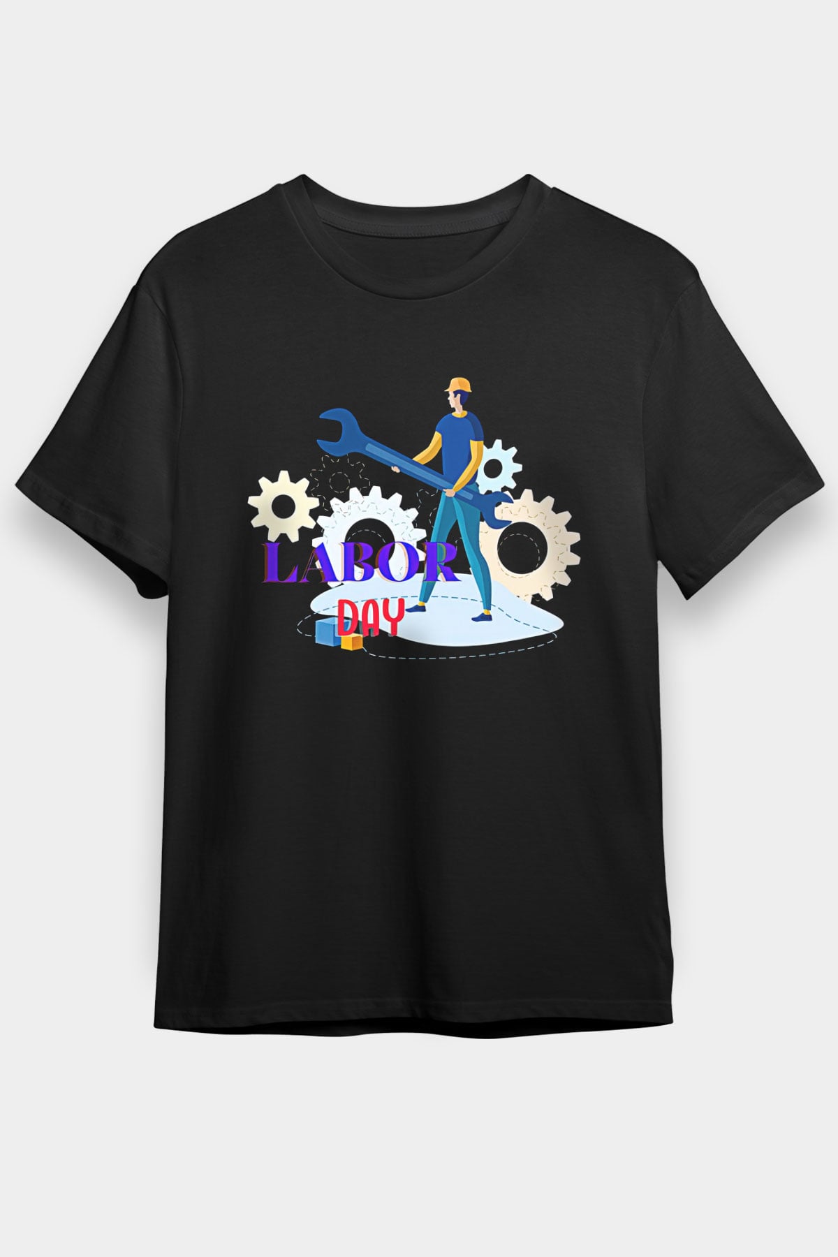 1 Mayıs Baskılı Unisex Siyah Tişört - Tshirt