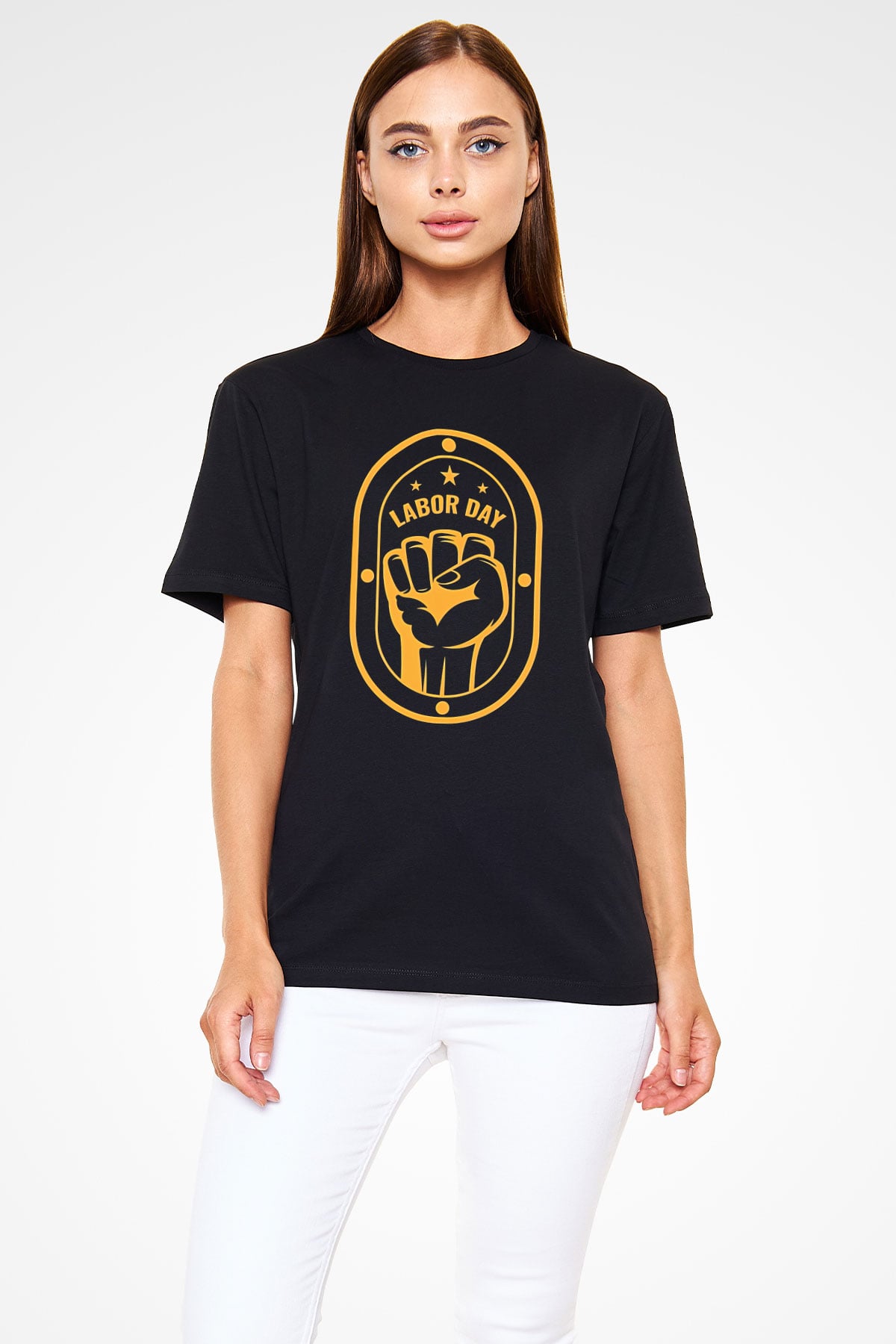 1 Mayıs Baskılı Unisex Siyah Tişört - Tshirt