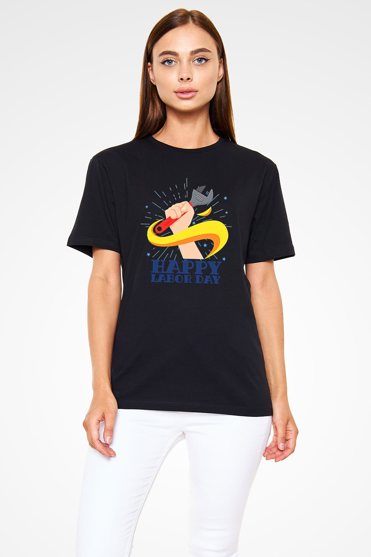 1 Mayıs Baskılı Unisex Siyah Tişört - Tshirt