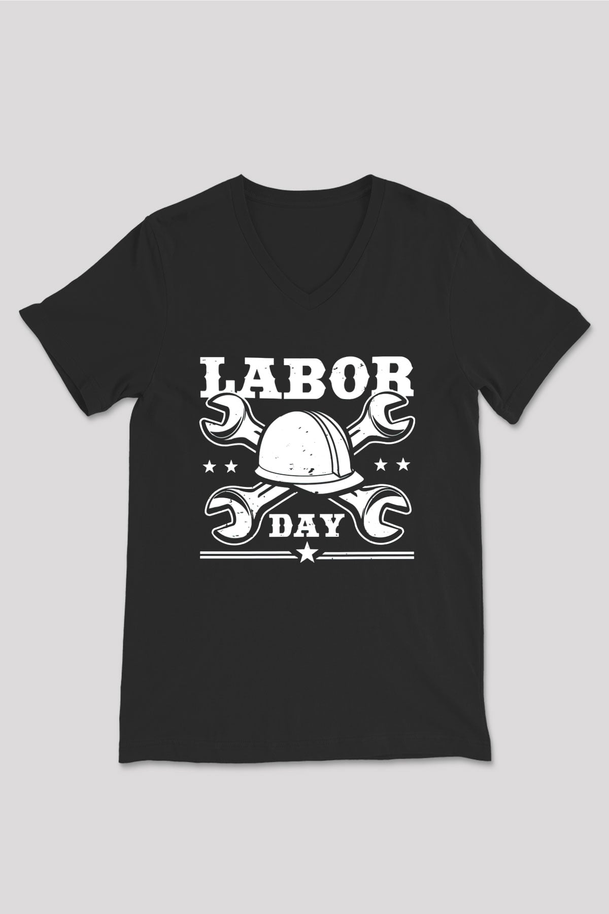 1 Mayıs Baskılı Unisex Siyah V Yaka Tişört - Tshirt