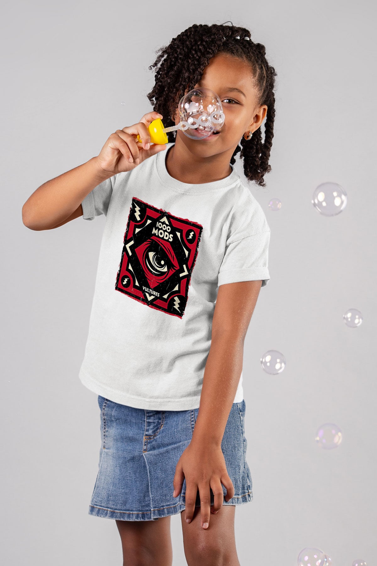 1000mods Baskılı Beyaz Unisex Beyaz Çocuk Tişört - Tshirt