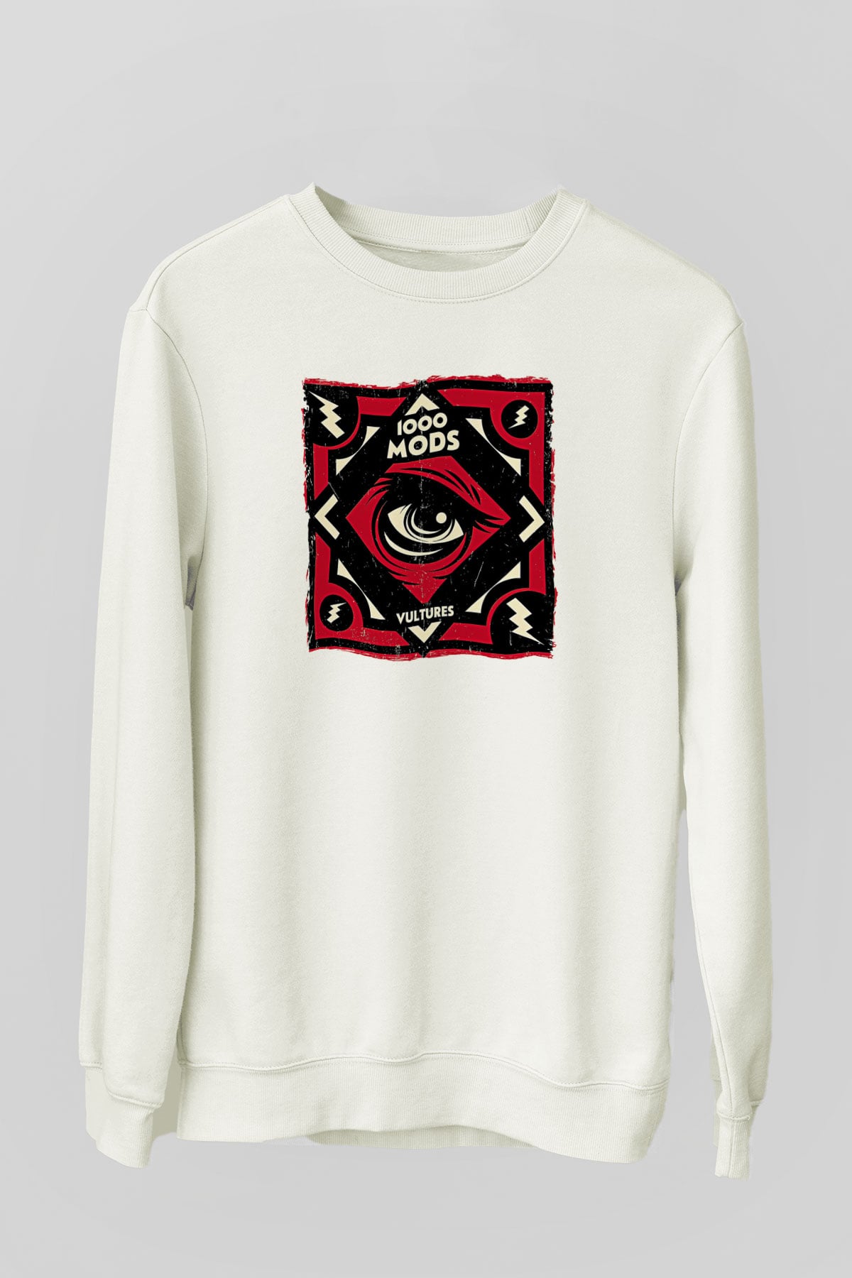1000mods Baskılı Beyaz Unisex Sweatshirt