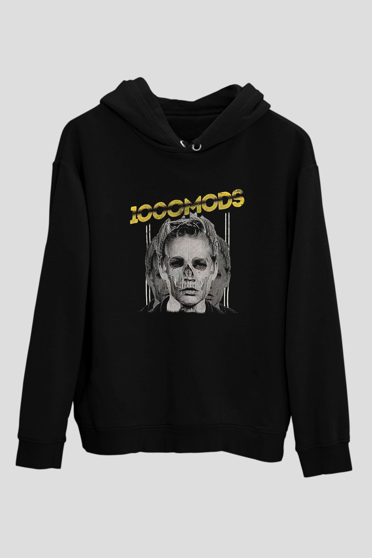 1000mods Baskılı Unisex Siyah Hoodie
