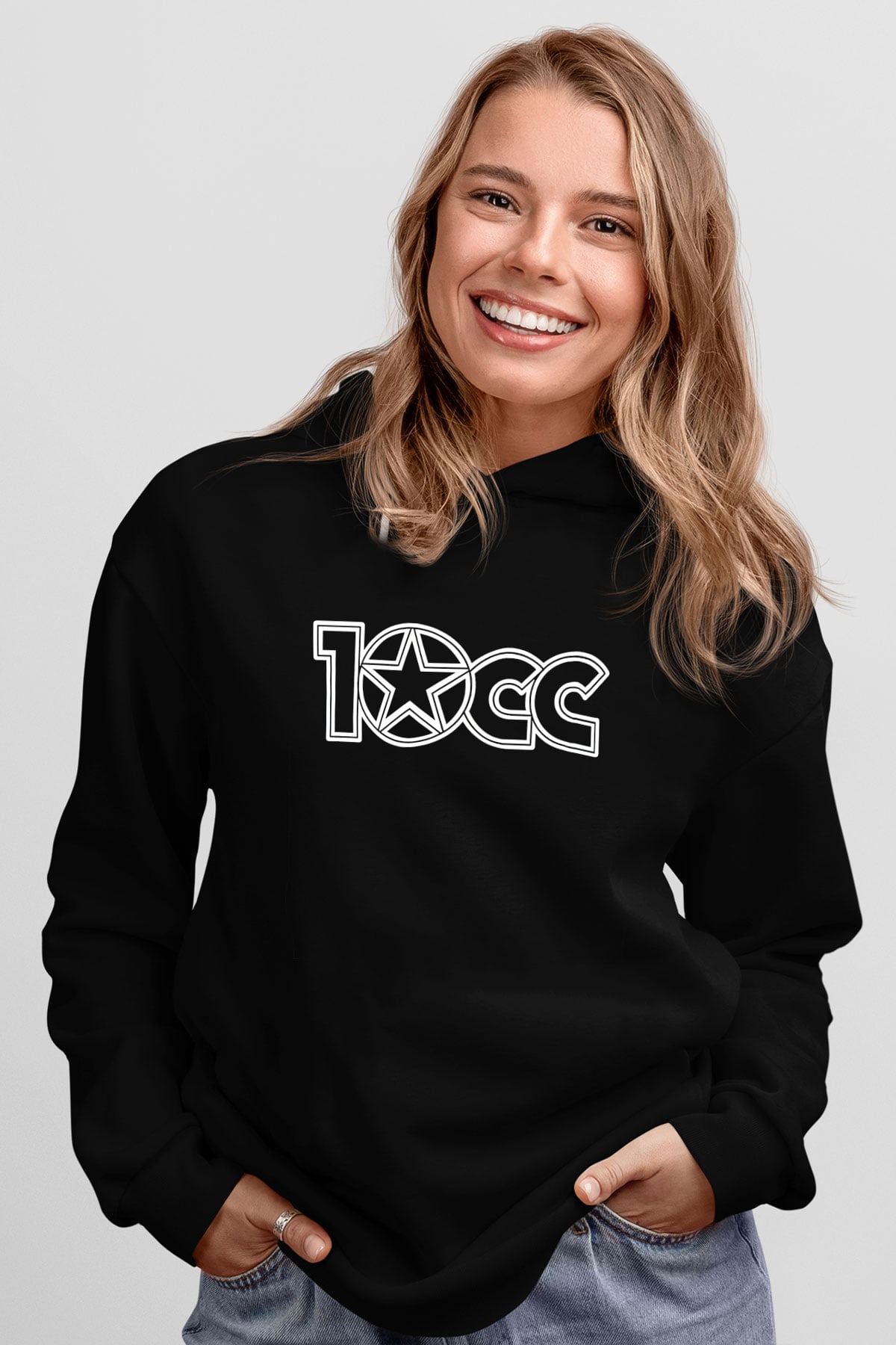 10cc Baskılı Unisex Siyah Hoodie