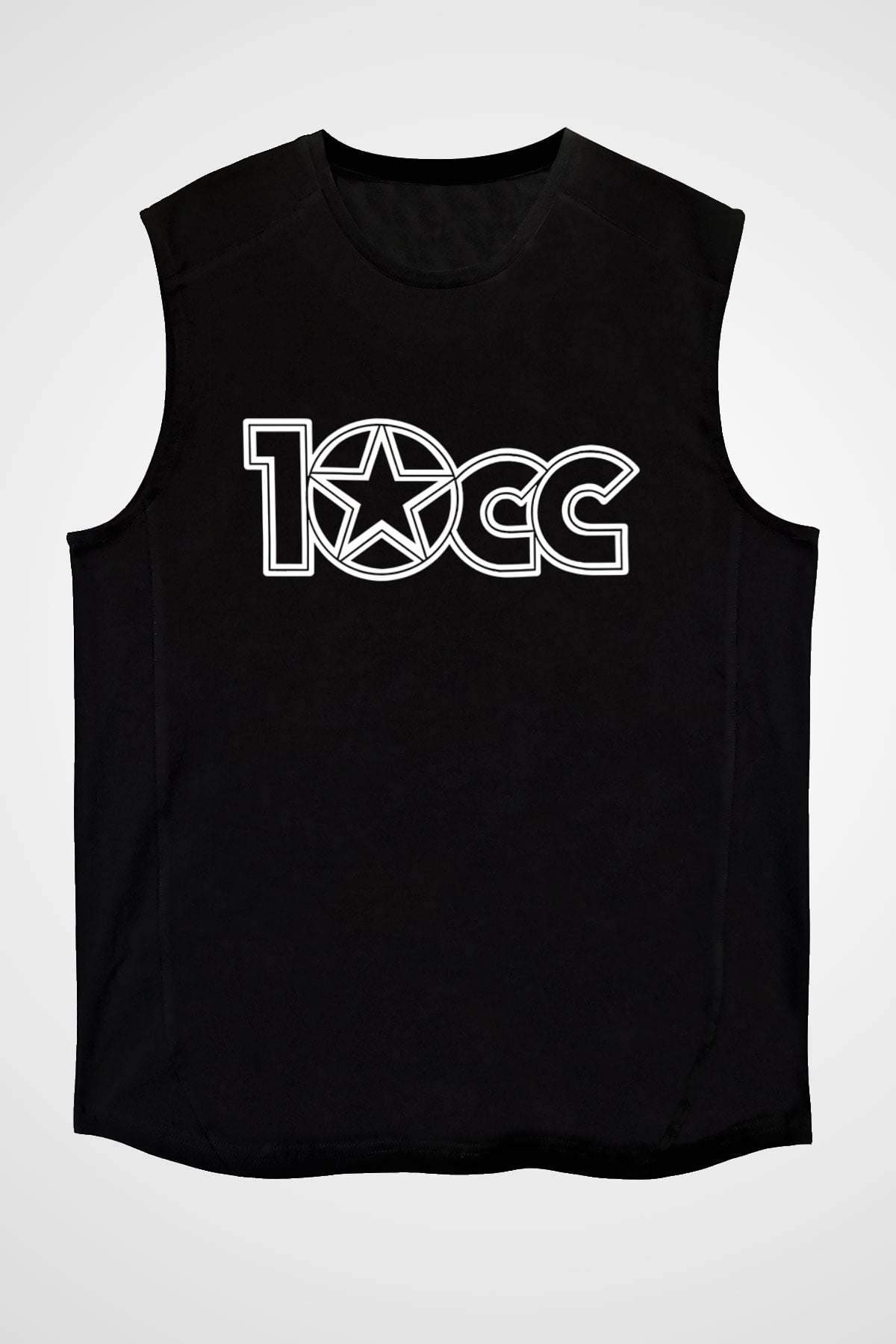 10cc Baskılı Unisex Siyah Kolsuz Tişört - Tshirt
