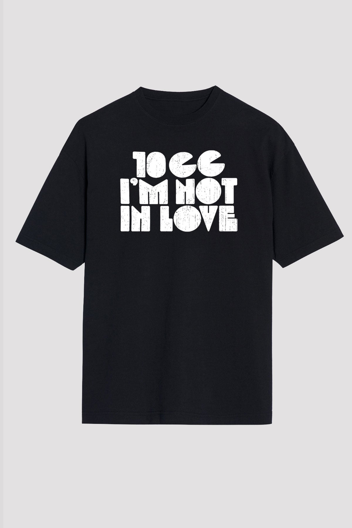 10cc Baskılı Unisex Siyah Oversize Tişört - Tshirt