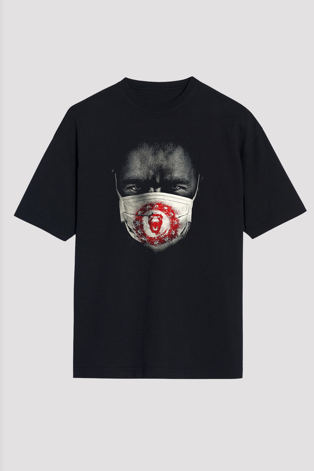 12 Maymun (12 Monkeys) Baskılı Unisex Siyah Oversize Tişört - Tshirt