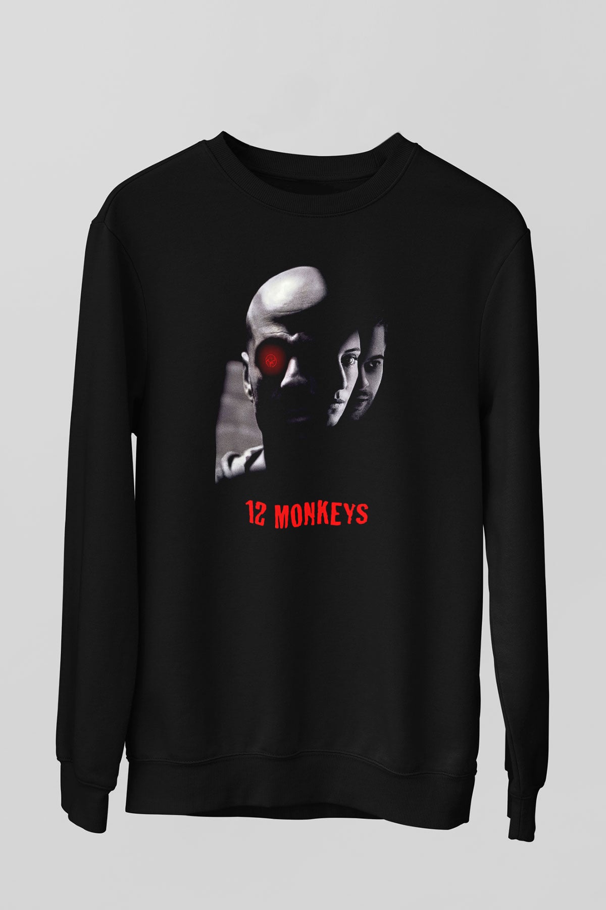 12 Maymun (12 Monkeys) Baskılı Unisex Siyah Sweatshirt