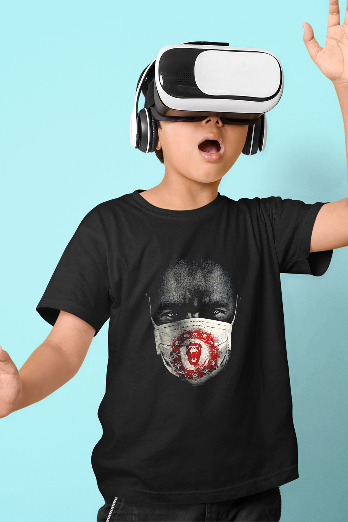 12 Maymun (12 Monkeys) Baskılı Unisex Siyah Çocuk Tişört - Tshirt