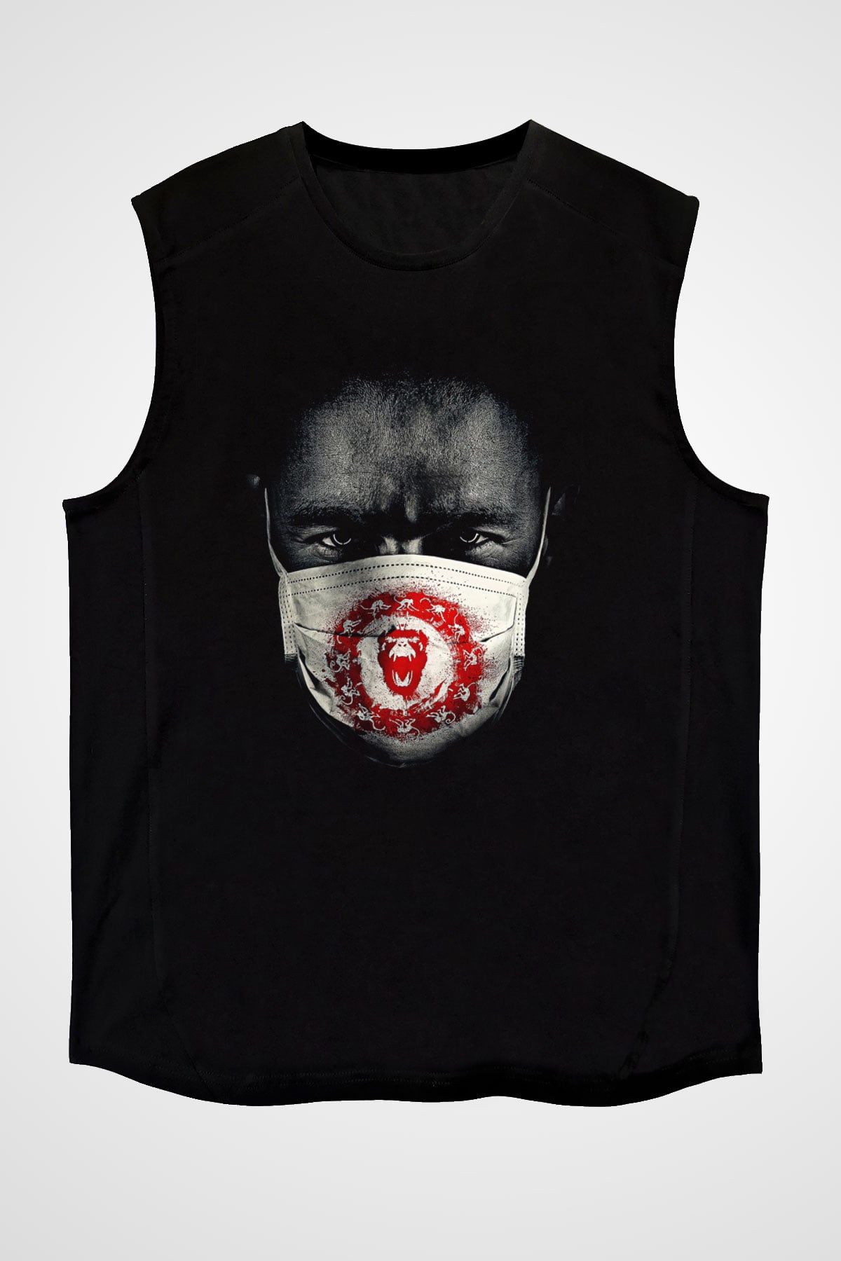 12 Maymun (12 Monkeys) Baskılı Unisex Siyah Kolsuz Tişört - Tshirt