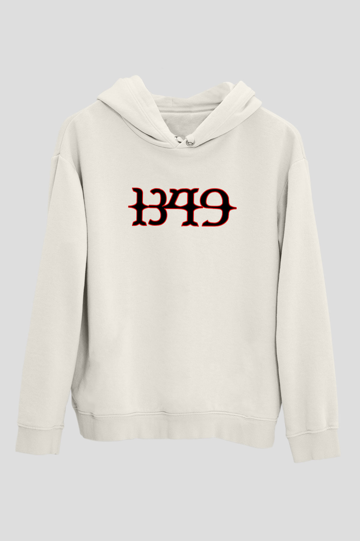 1349 Baskılı Unisex Beyaz Hoodie
