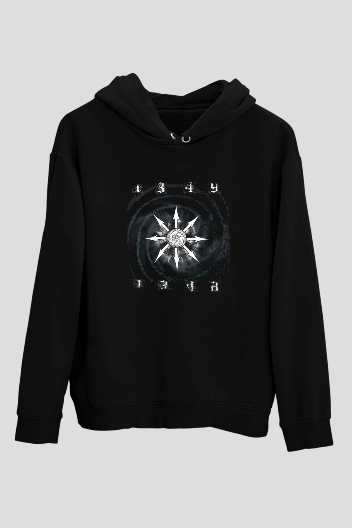 1349 Baskılı Unisex Siyah Hoodie