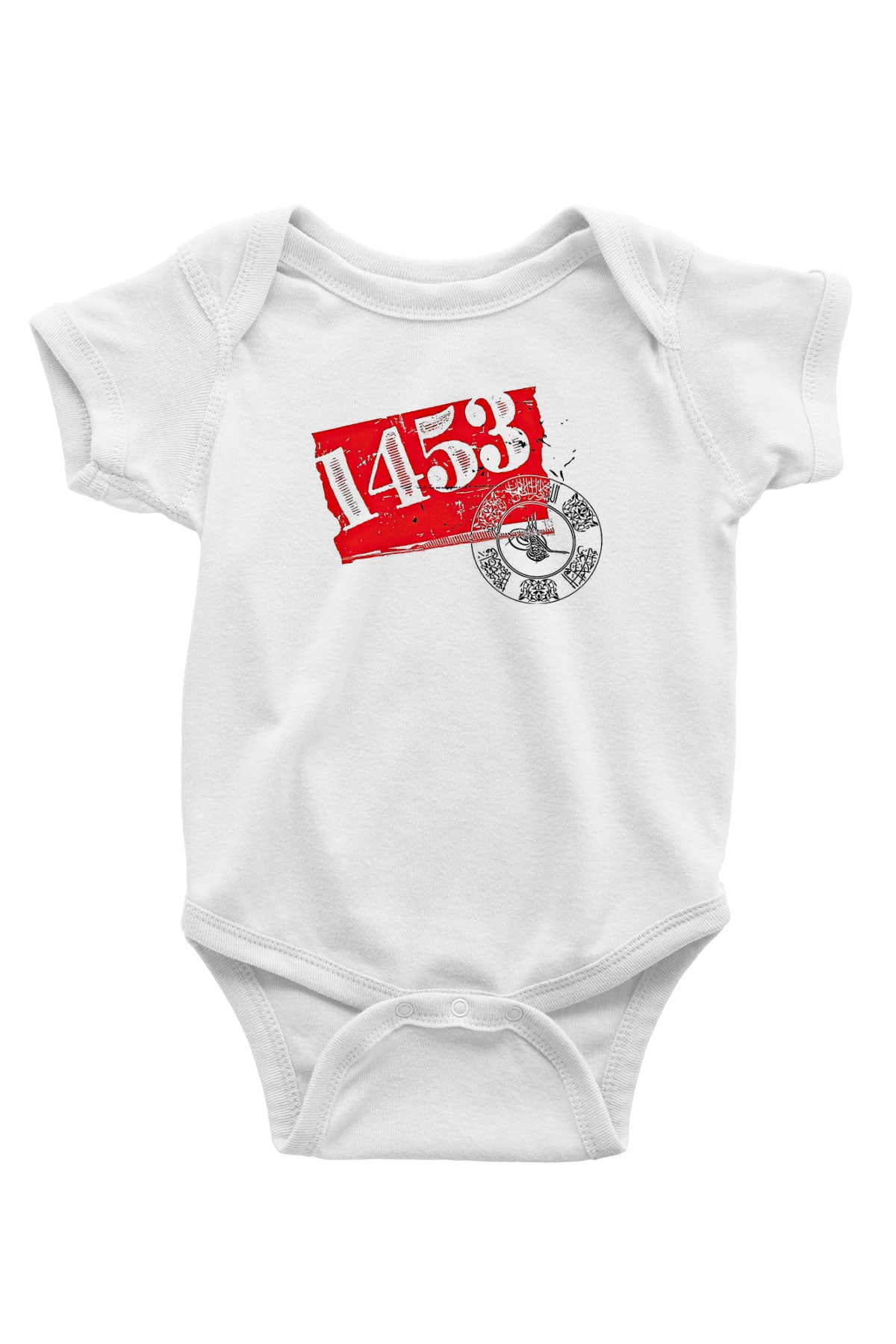 1453 Baskılı Beyaz Unisex Bebek Body - Zıbın