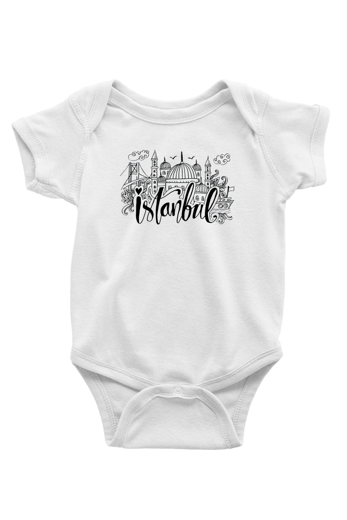 1453 Baskılı Beyaz Unisex Bebek Body - Zıbın