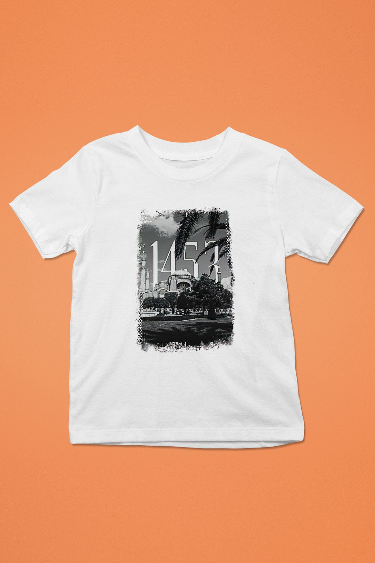 1453 Baskılı Beyaz Unisex Beyaz Çocuk Tişört - Tshirt