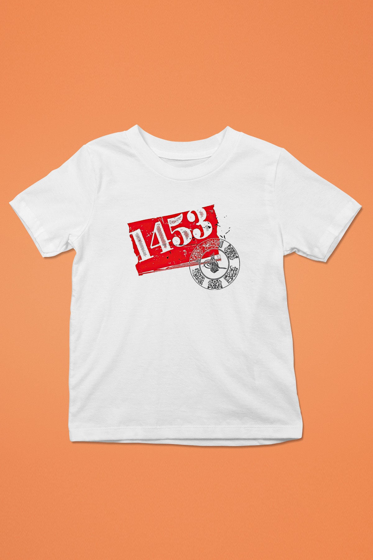 1453 Baskılı Beyaz Unisex Beyaz Çocuk Tişört - Tshirt