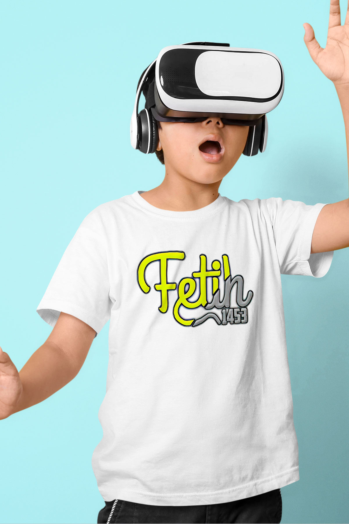 1453 Baskılı Beyaz Unisex Beyaz Çocuk Tişört - Tshirt