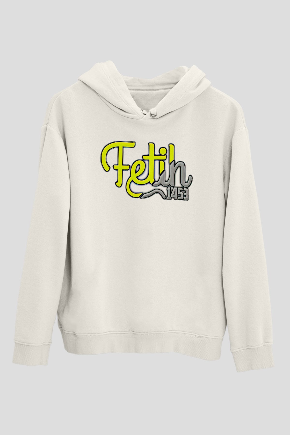 1453 Baskılı Beyaz Unisex Hoodie