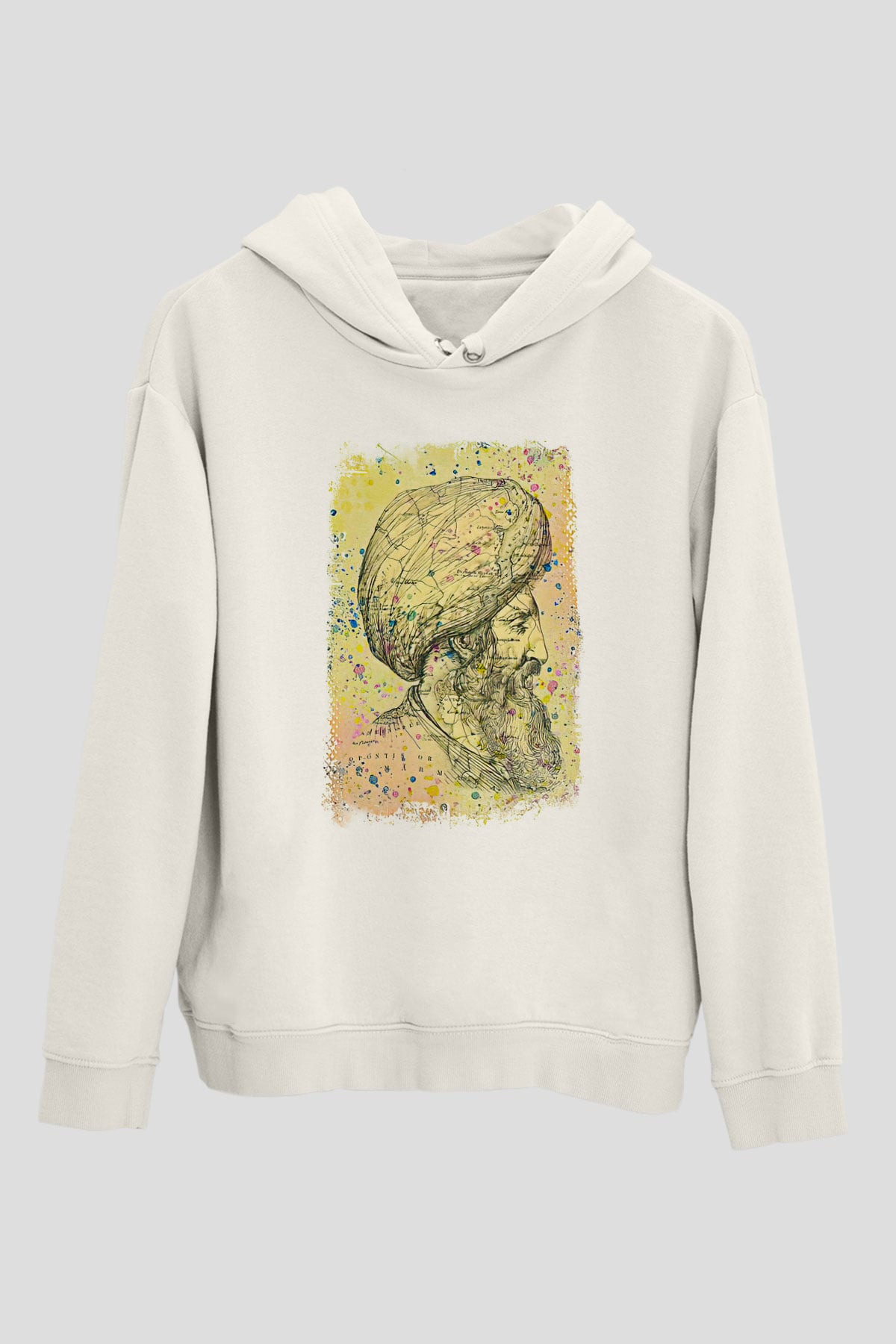 1453 Baskılı Beyaz Unisex Hoodie