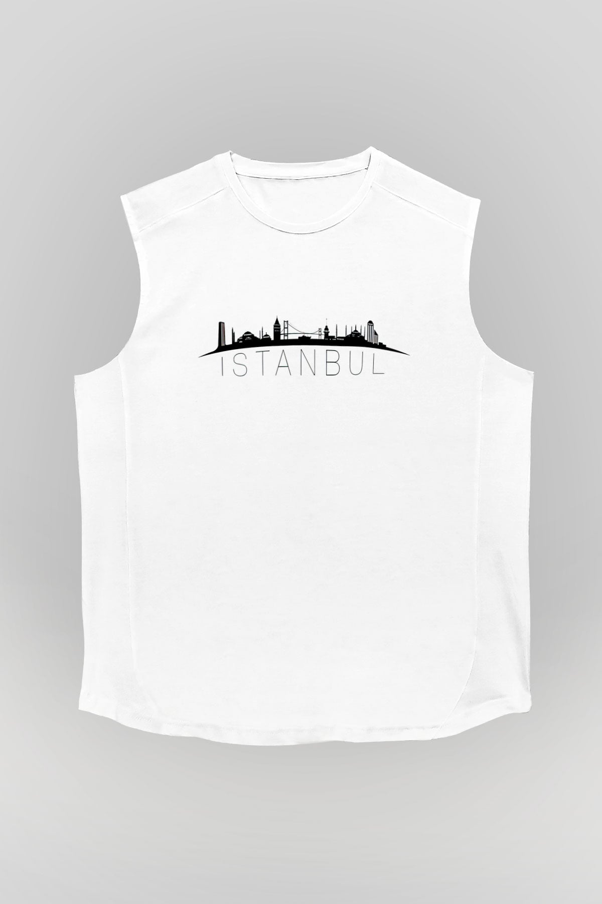1453 Baskılı Beyaz Unisex Kolsuz Tişört - Tshirt