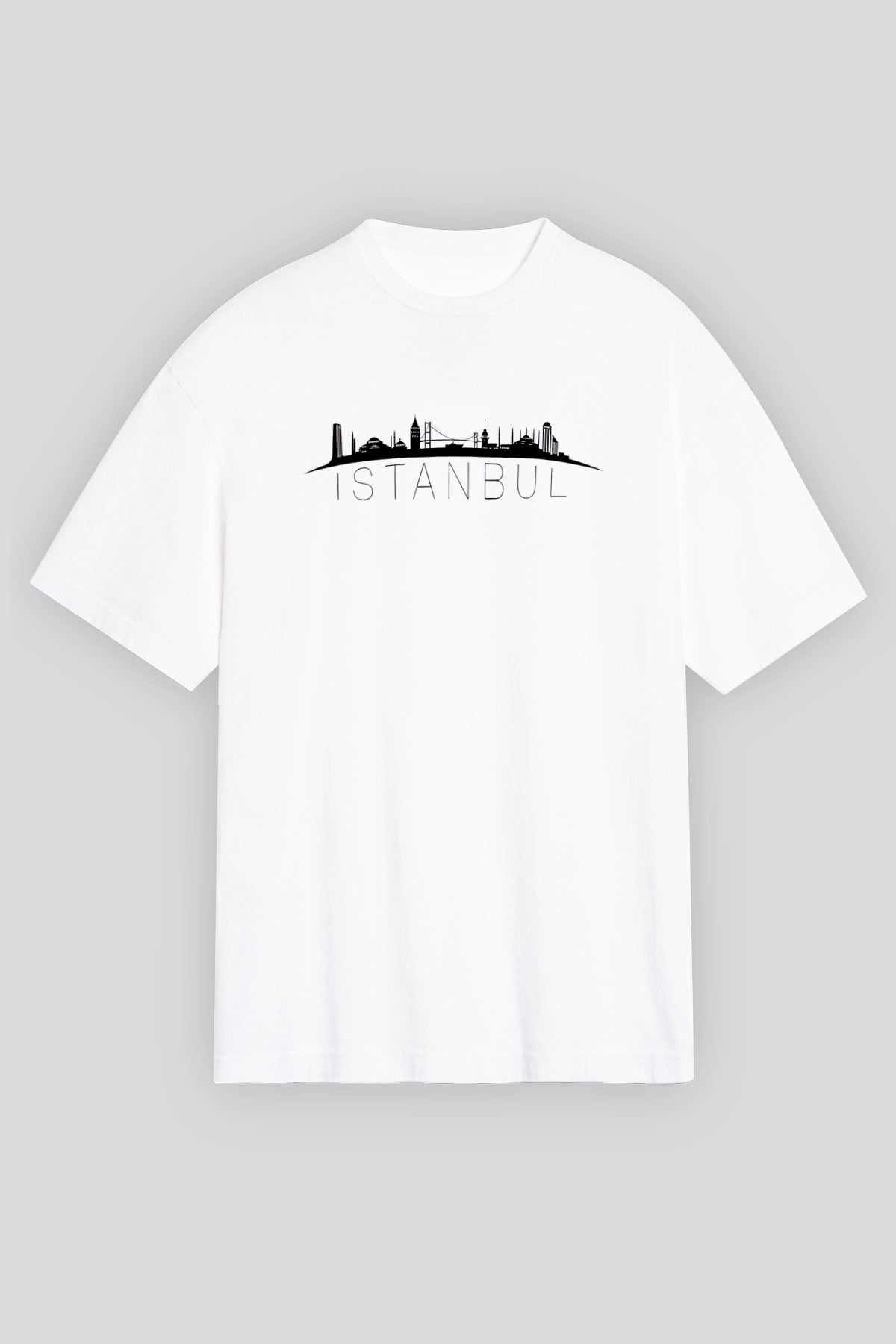 1453 Baskılı Beyaz Unisex Oversize Tişört - Tshirt