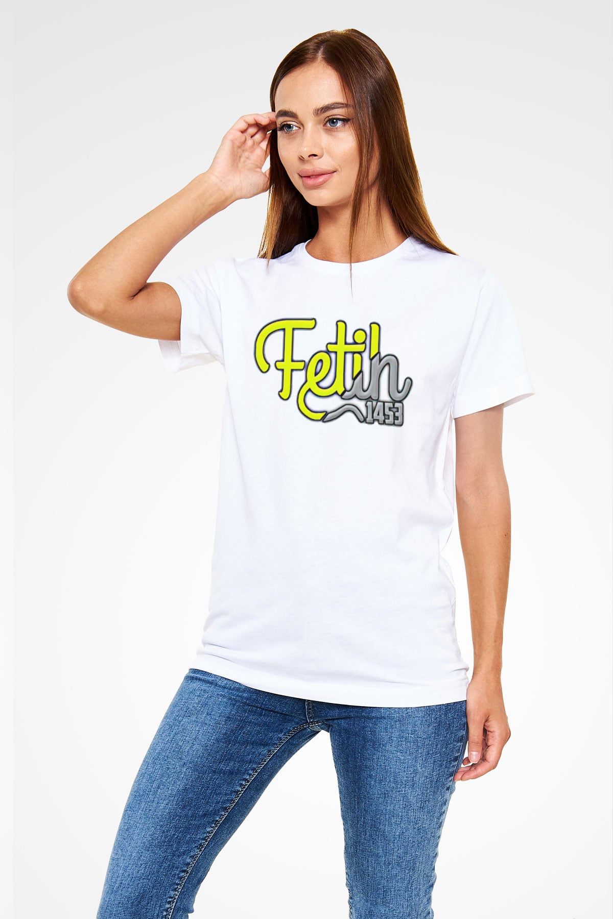 1453 Unisex Baskılı Beyaz Tişört - Tshirt
