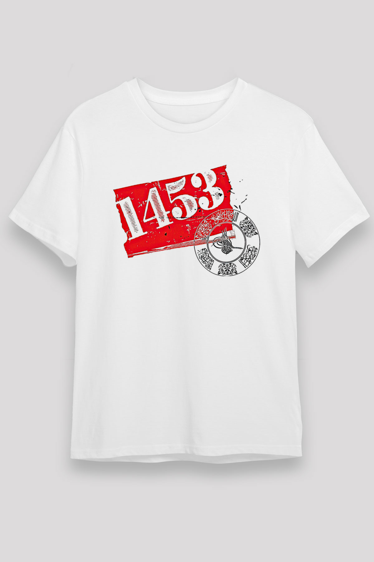 1453 Unisex Baskılı Beyaz Tişört - Tshirt