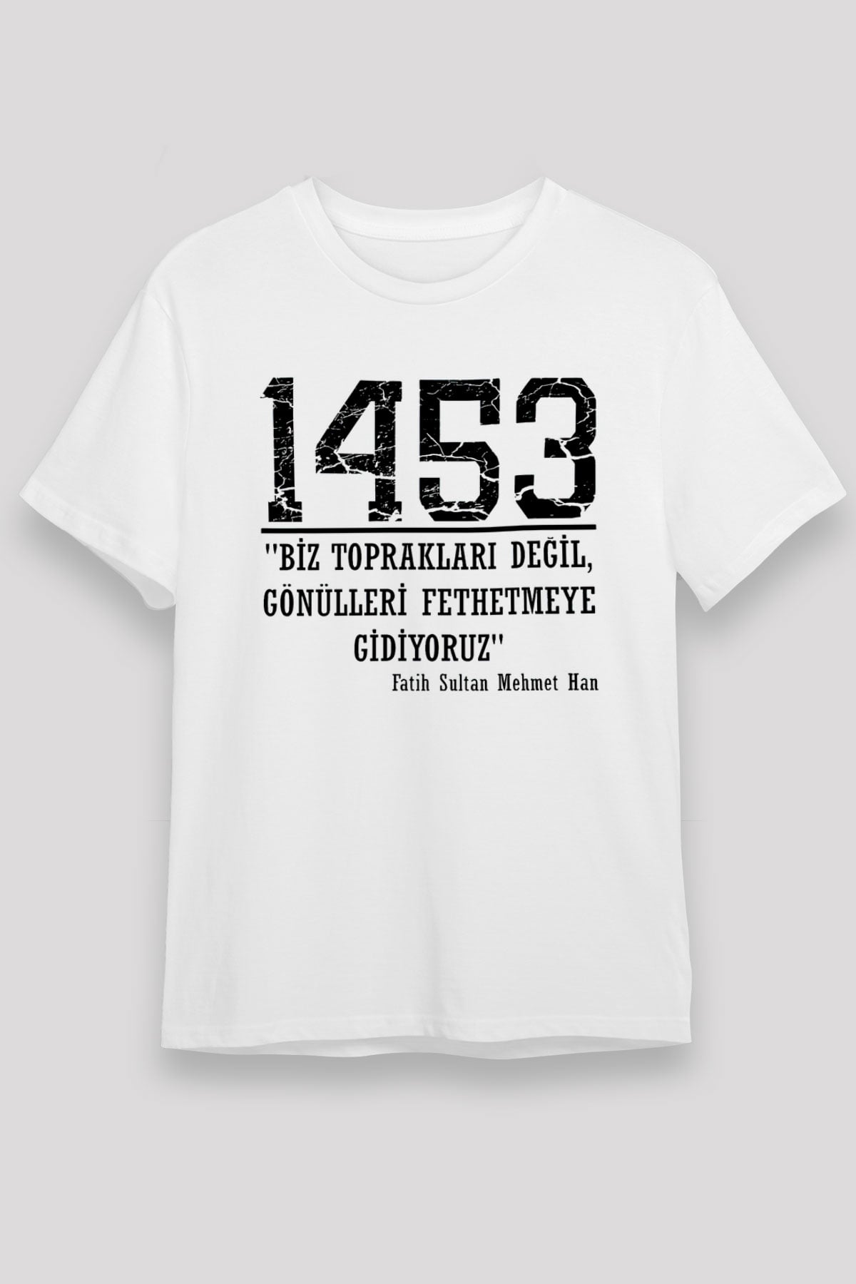 1453 Unisex Baskılı Beyaz Tişört - Tshirt
