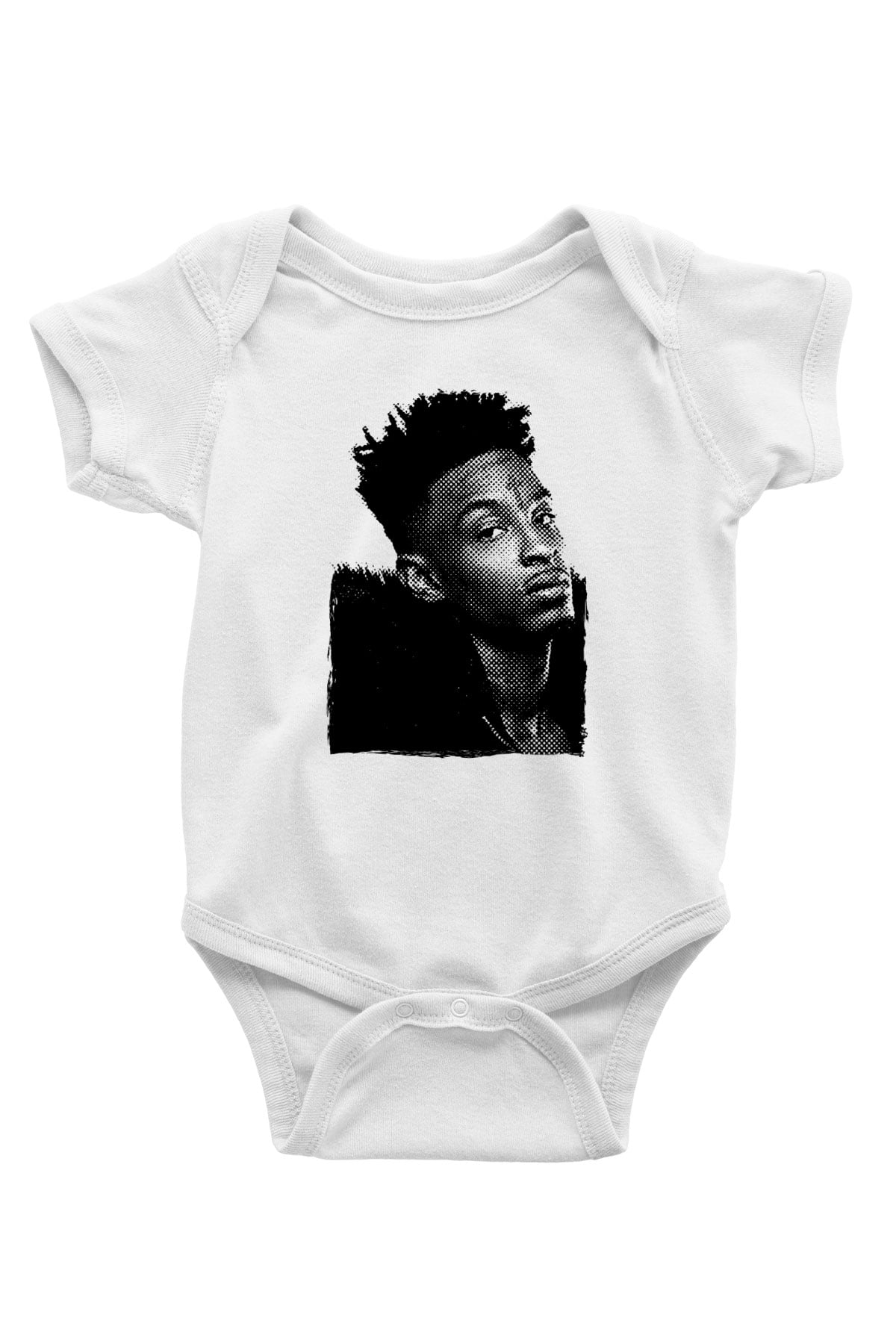 21 Savage Baskılı Beyaz Unisex Bebek Body - Zıbın
