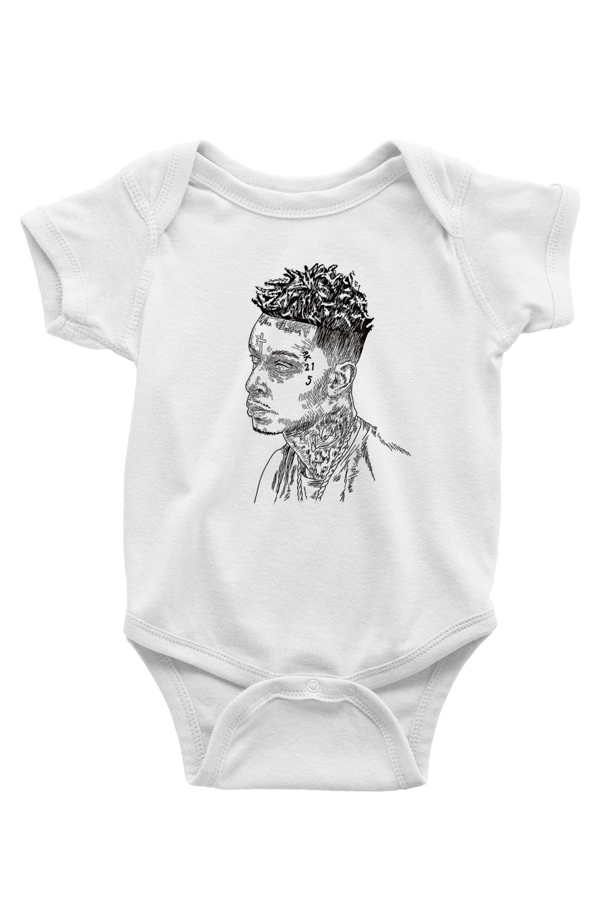 21 Savage Baskılı Beyaz Unisex Bebek Body - Zıbın