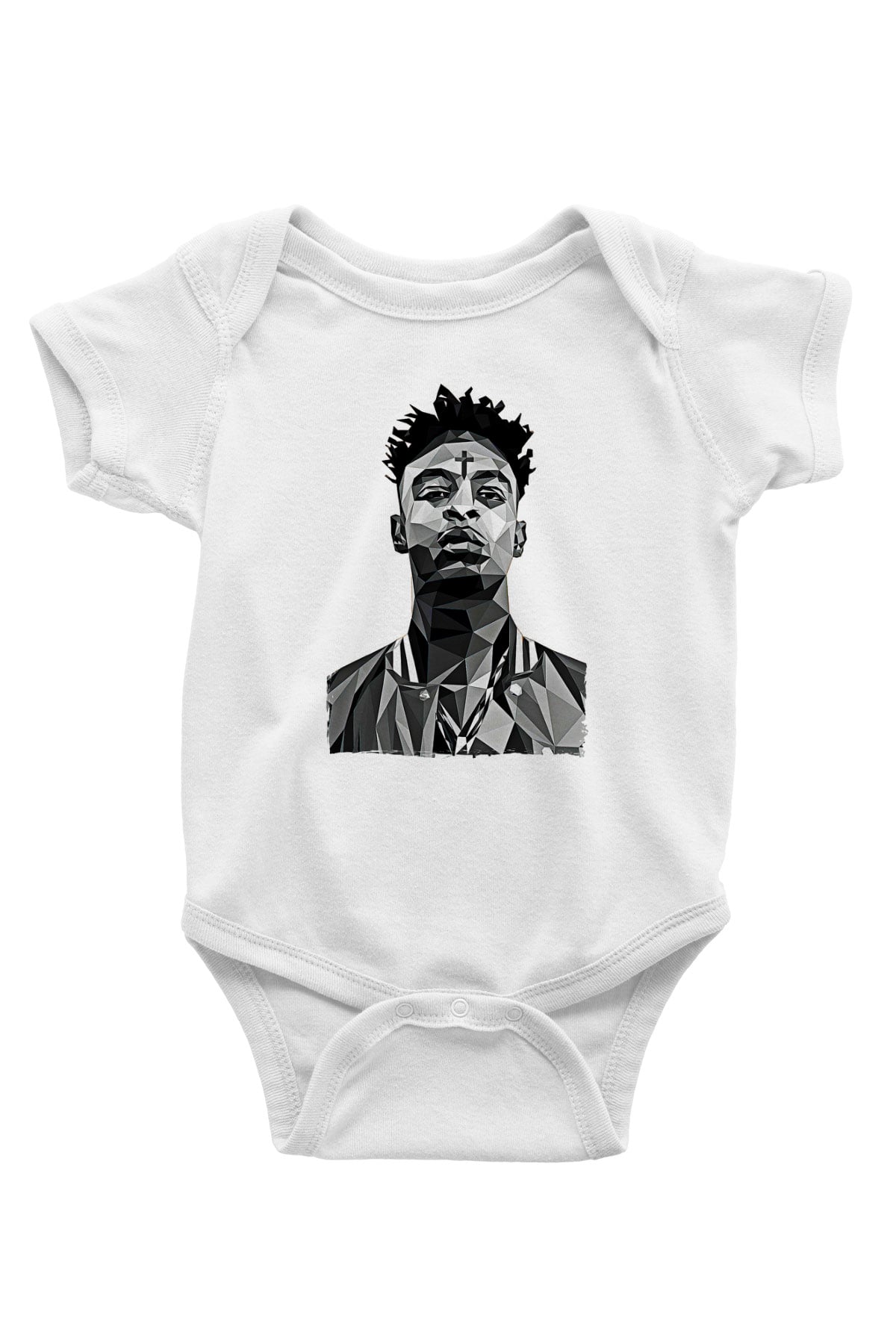 21 Savage Baskılı Beyaz Unisex Bebek Body - Zıbın