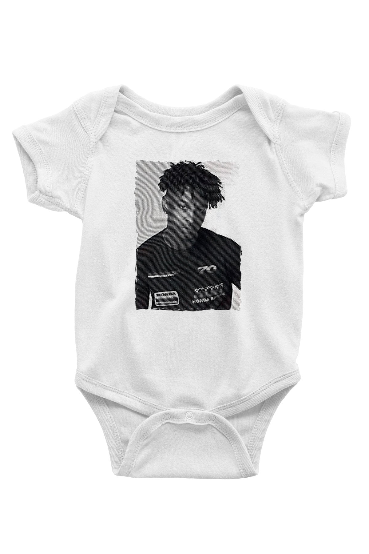 21 Savage Baskılı Beyaz Unisex Bebek Body - Zıbın