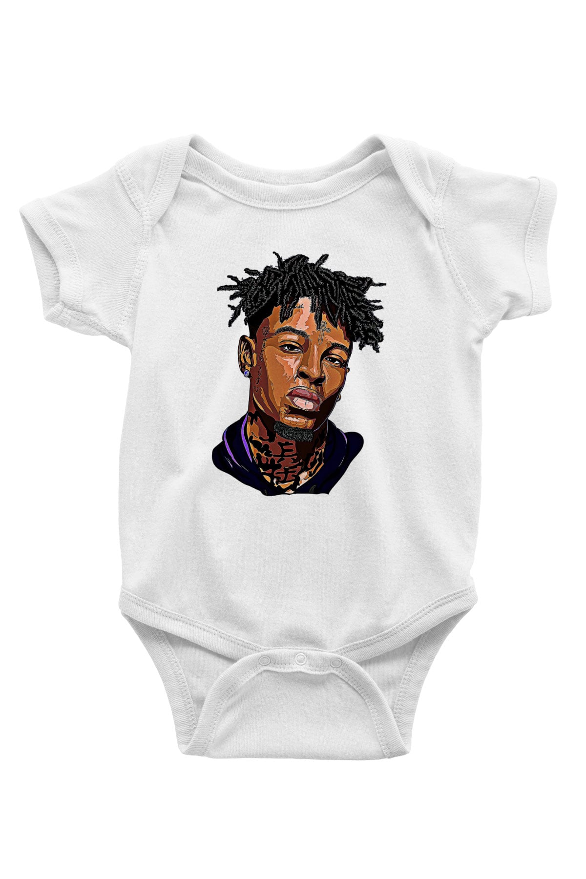 21 Savage Baskılı Beyaz Unisex Bebek Body - Zıbın