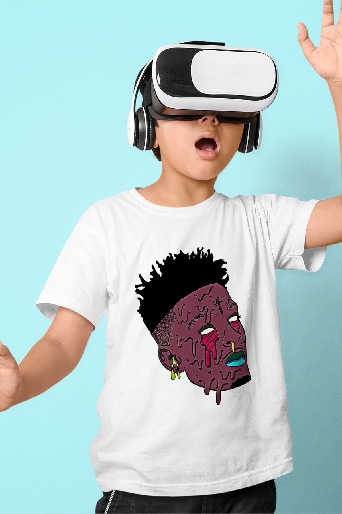 21 Savage Baskılı Beyaz Unisex Beyaz Çocuk Tişört - Tshirt