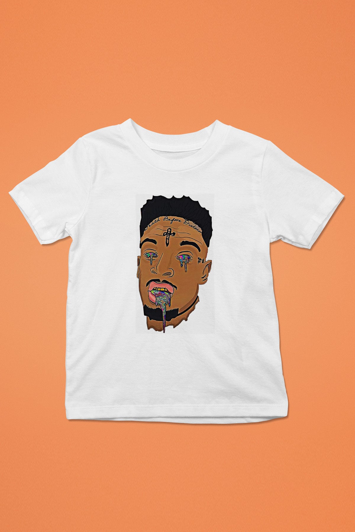 21 Savage Baskılı Beyaz Unisex Beyaz Çocuk Tişört - Tshirt