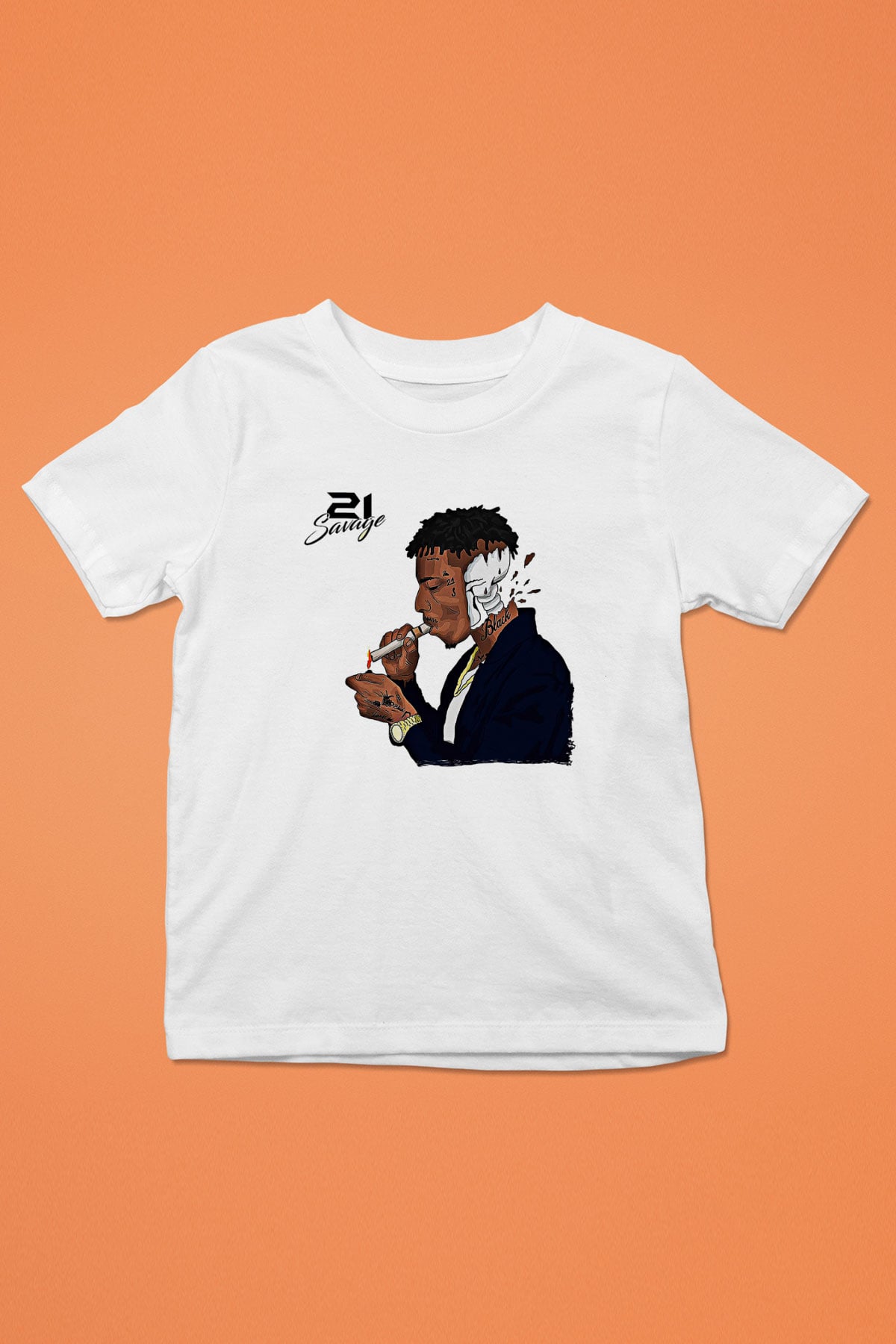 21 Savage Baskılı Beyaz Unisex Beyaz Çocuk Tişört - Tshirt