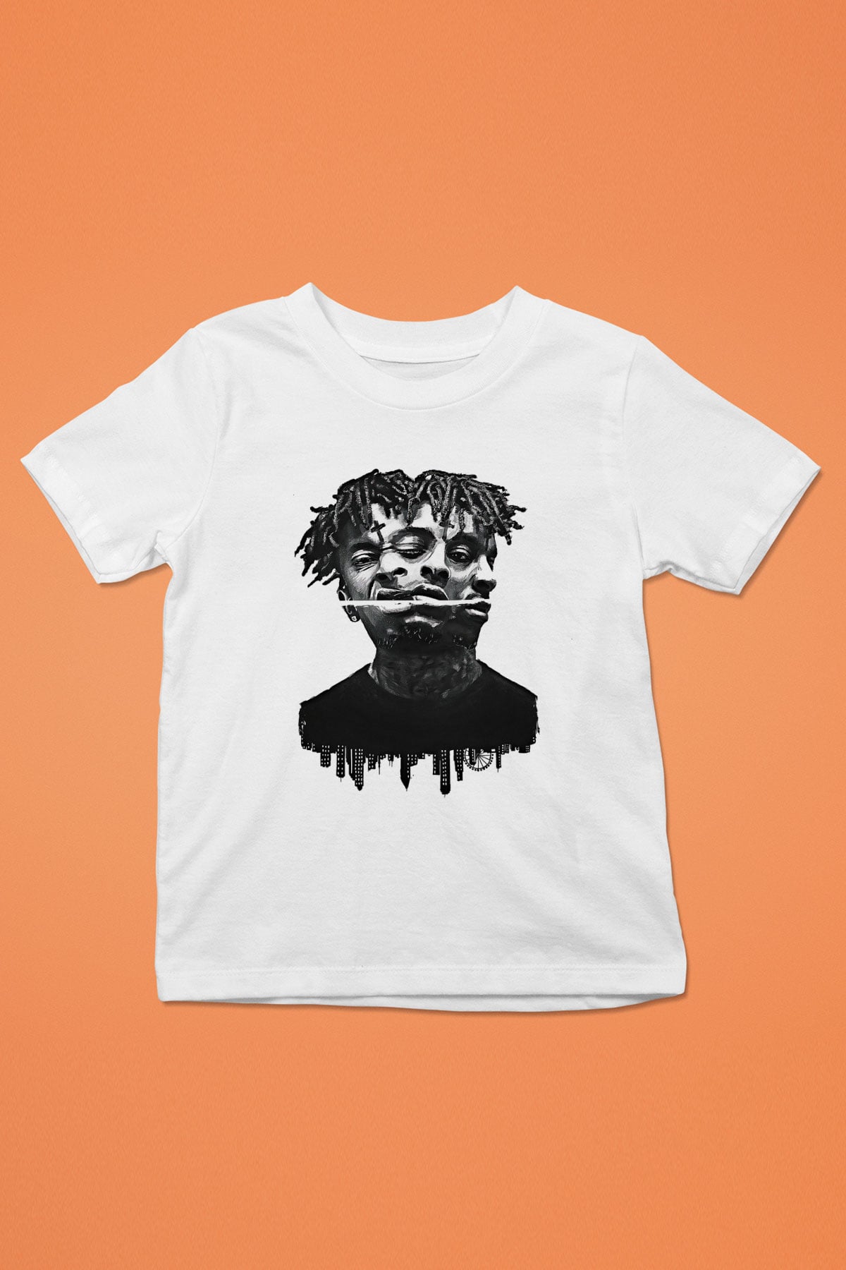 21 Savage Baskılı Beyaz Unisex Beyaz Çocuk Tişört - Tshirt
