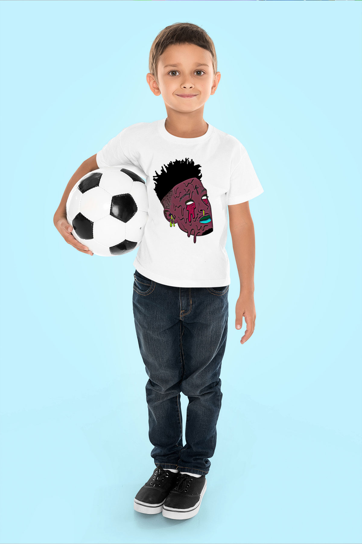 21 Savage Baskılı Beyaz Unisex Beyaz Çocuk Tişört - Tshirt