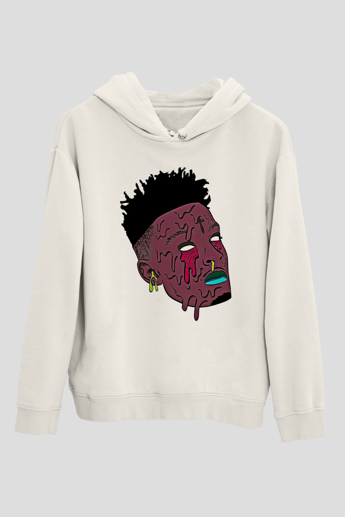 21 Savage Baskılı Beyaz Unisex Kapüşonlu Sweatshirt