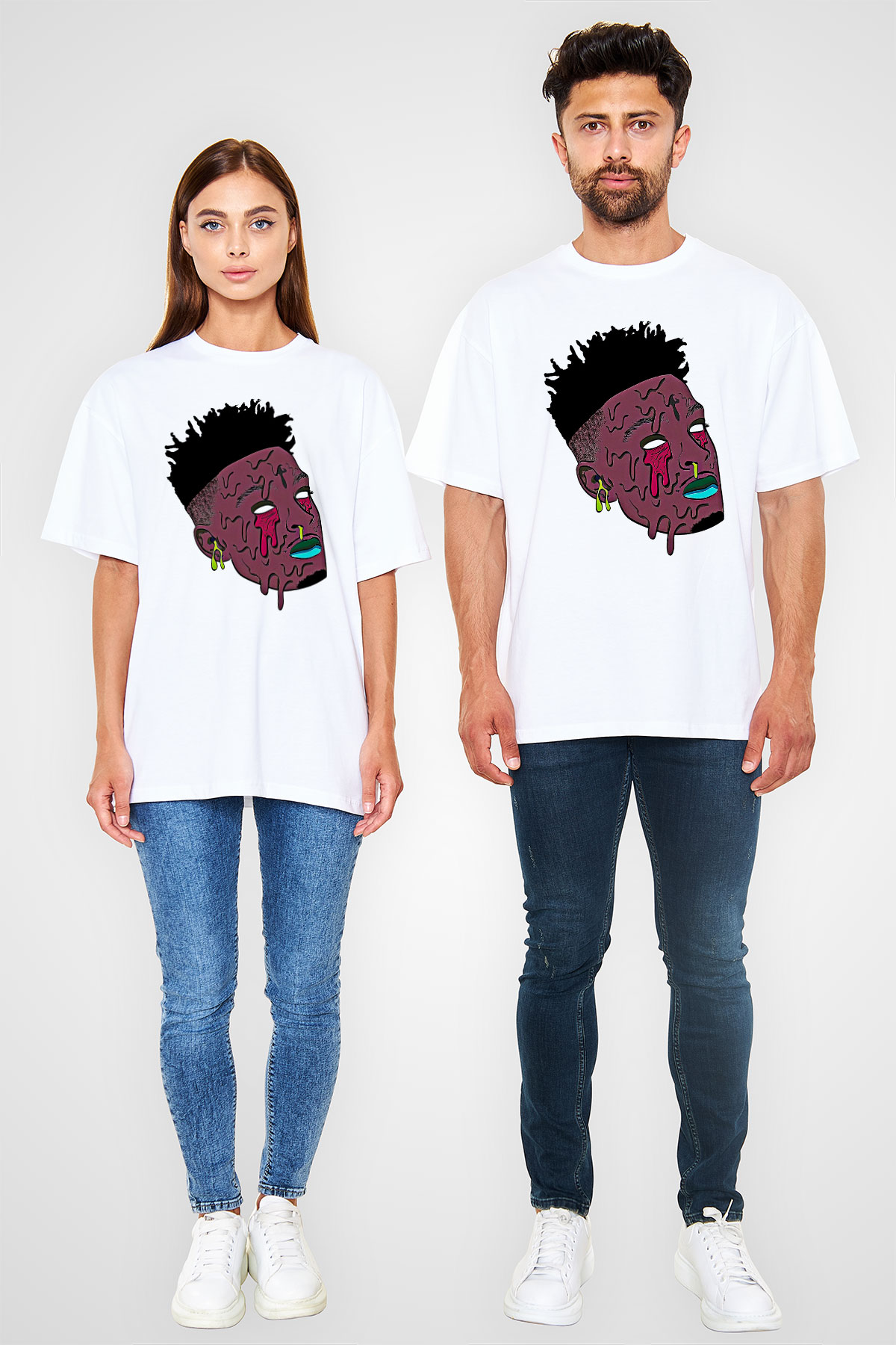 21 Savage Baskılı Beyaz Unisex Oversize Tişört - Tshirt