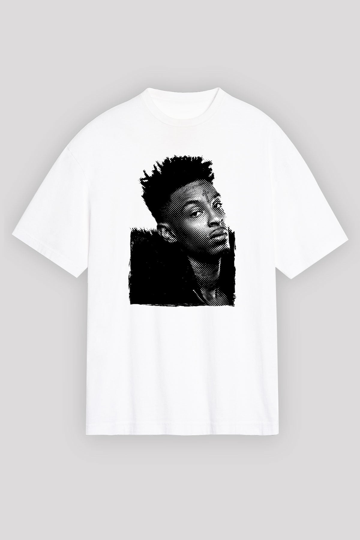 21 Savage Baskılı Beyaz Unisex Oversize Tişört - Tshirt